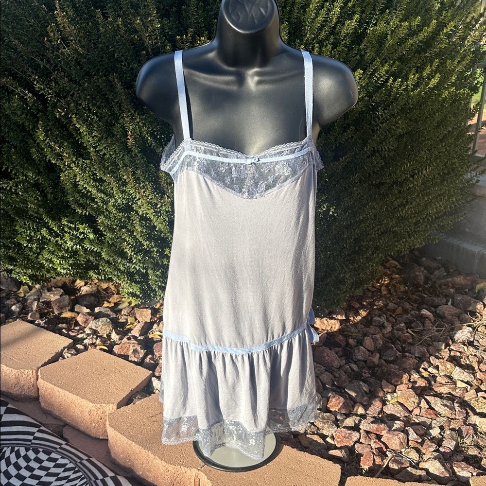 Women's Lace-Trim Slip Dress - Light Blue